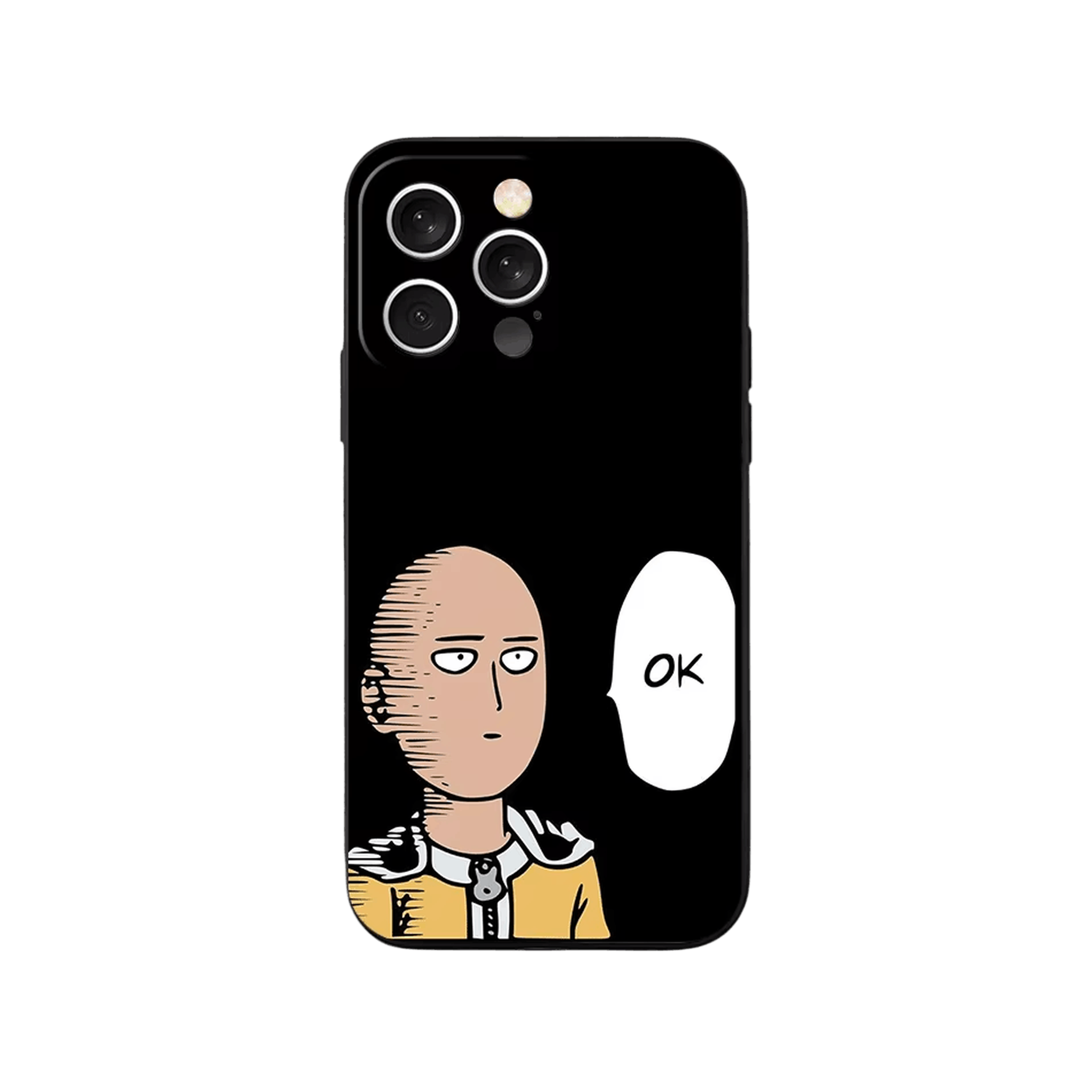 Coque iPhone One Punch Man – Saitama, « OK », dominante noir