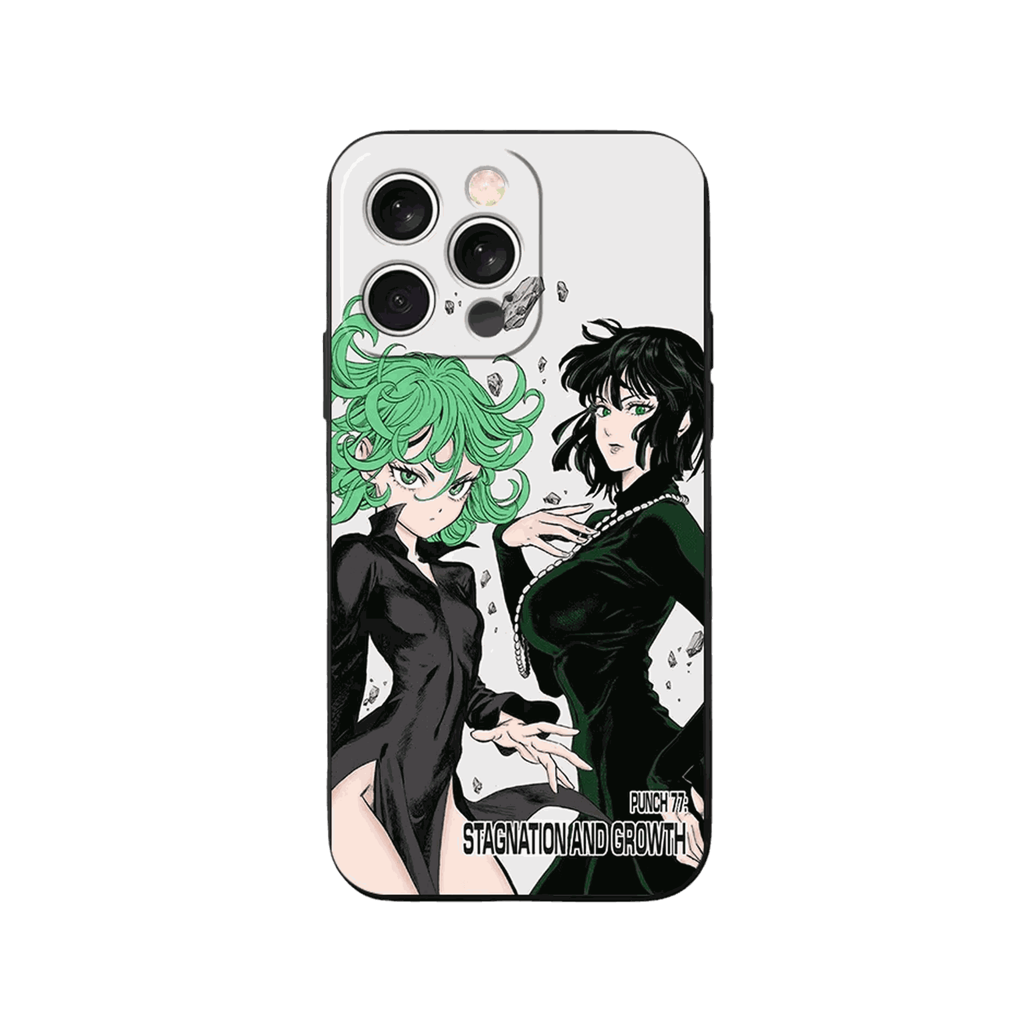 Coque iPhone One Punch Man – Tatsumaki et Fubuki, Planche 77, dominante blanc et vert