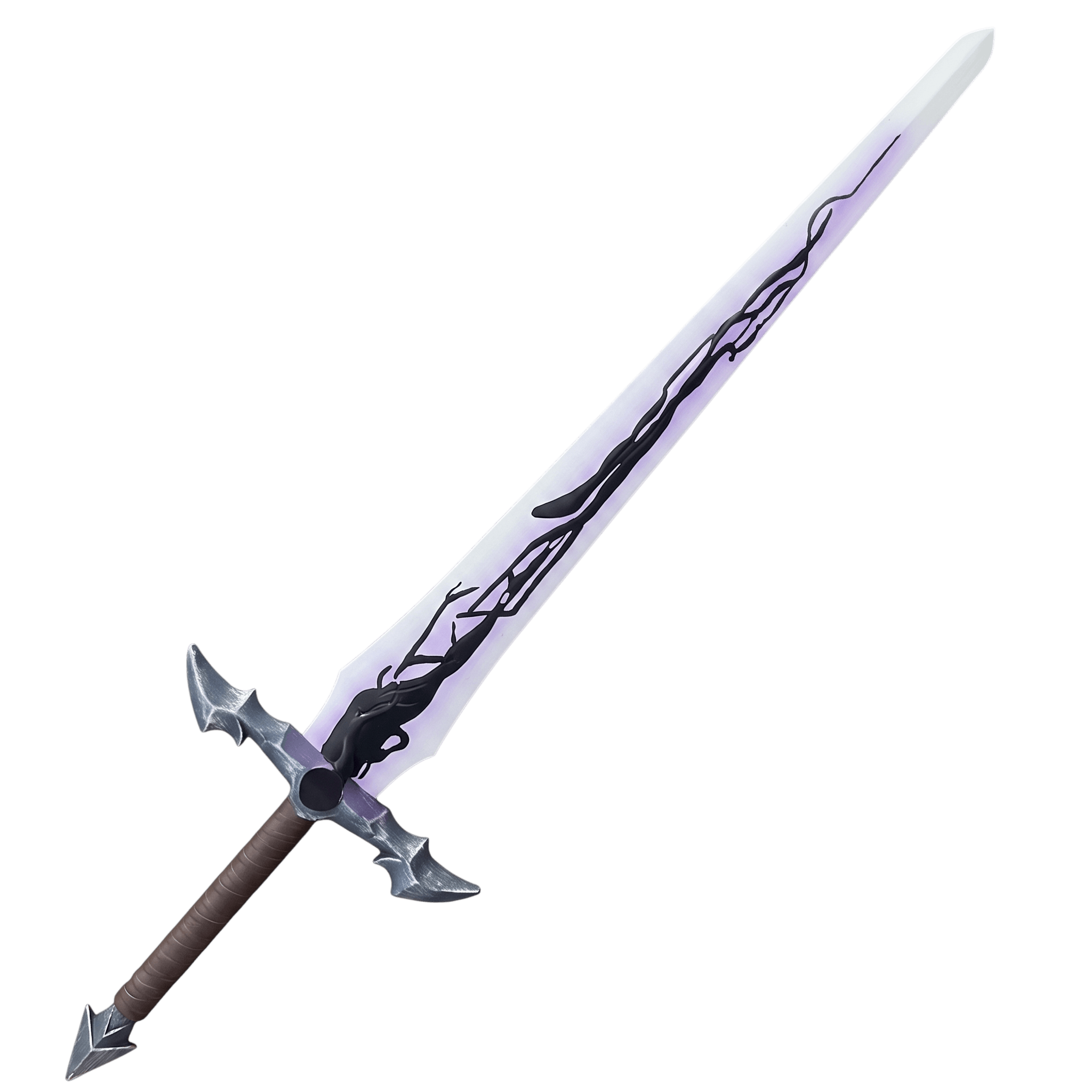 Grande lame blanche à motifs noirs de Solo Leveling détourée sur fond blanc