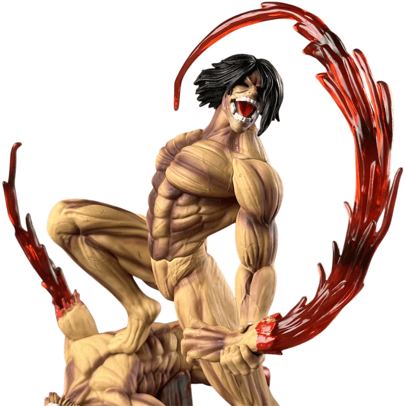 Figurine Eren Titan Assaillant vue arrière volutes rouges - Attaque des Titans