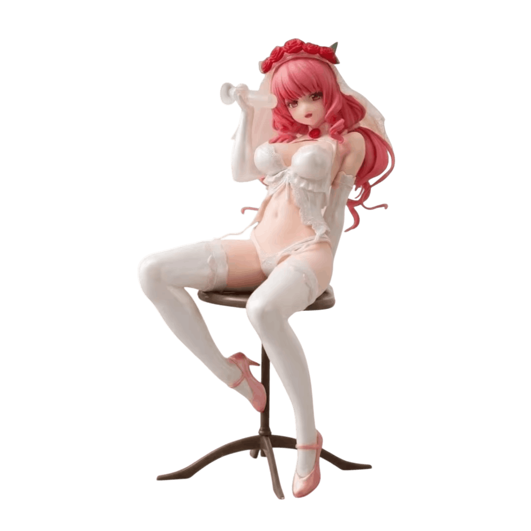 Figurine bishoujo mariée au voile de roses - face