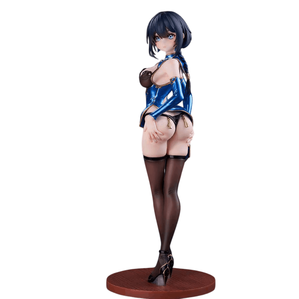 Figurine bishoujo en qipao bleu - face