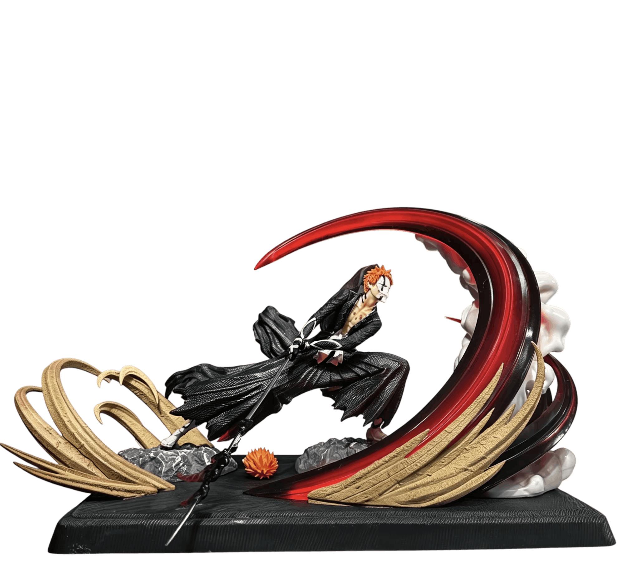 Figurine Ichigo Getsuga Tensho croissant rouge et noir vue de face - Bleach