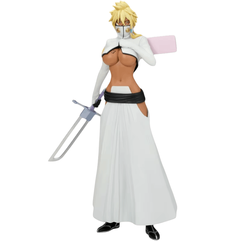 Figurine Bleach Tier Harribel vue de face, sabre Tiburón et col-masque d'Arrancar
