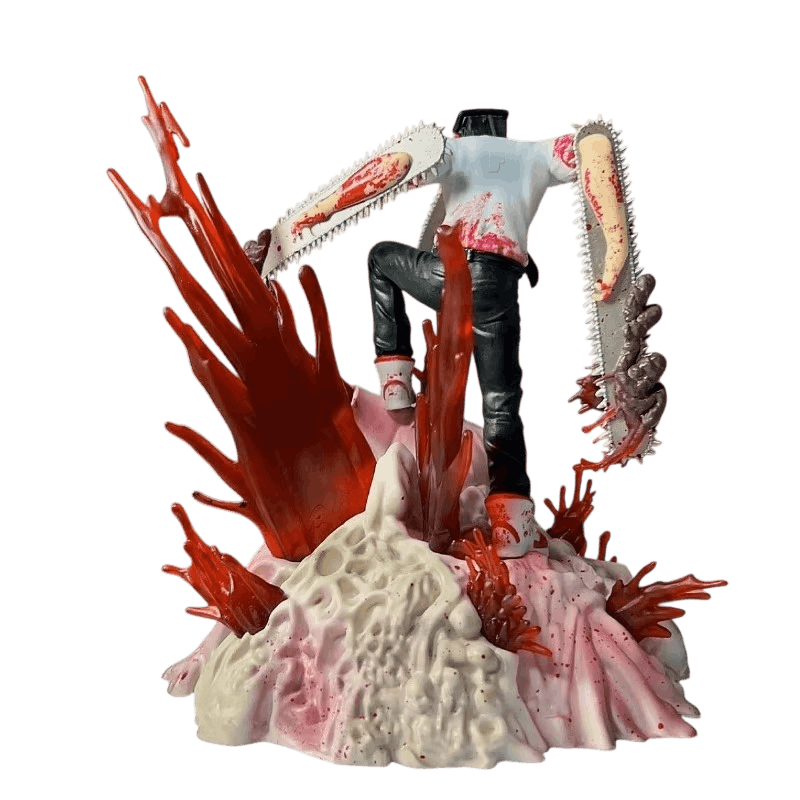 Figurine Denji transformé vue de profil socle sanglant - Chainsaw Man
