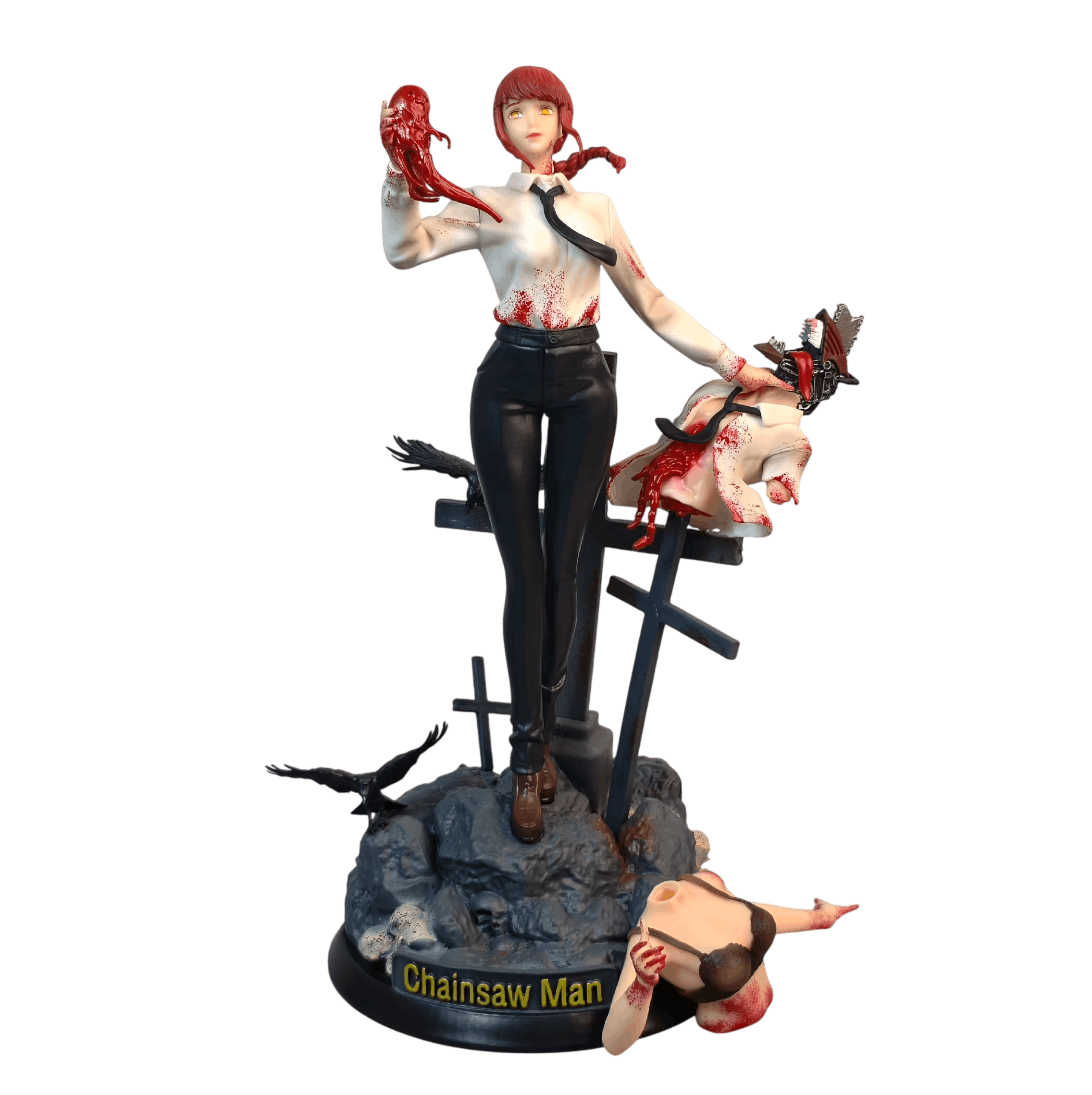 Figurine Makima tenant un cœur socle cimetière - Chainsaw Man