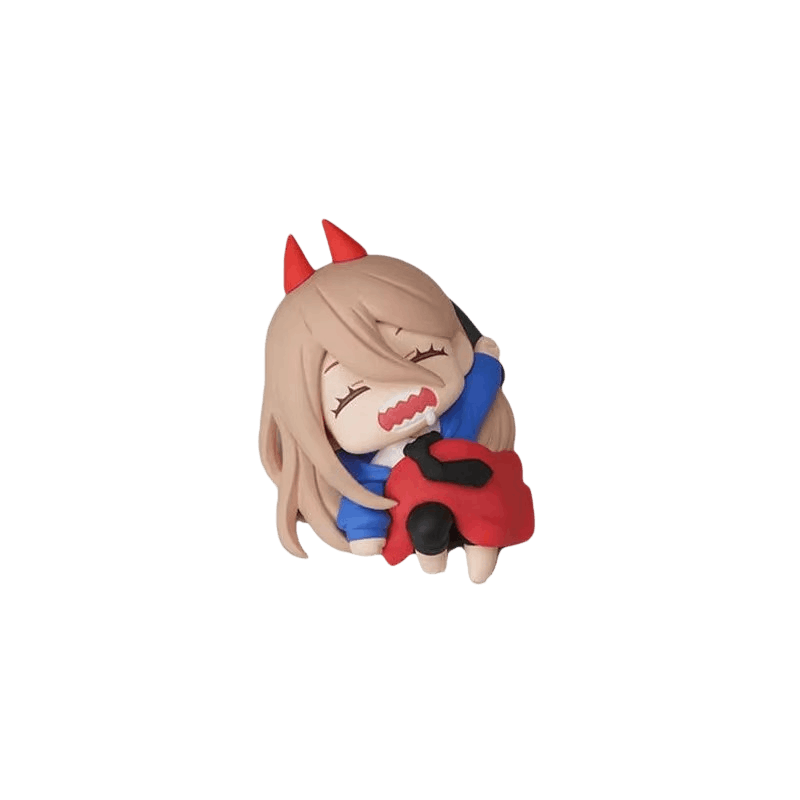 Figurine chibi Power de Chainsaw Man allongée sur le ventre - face
