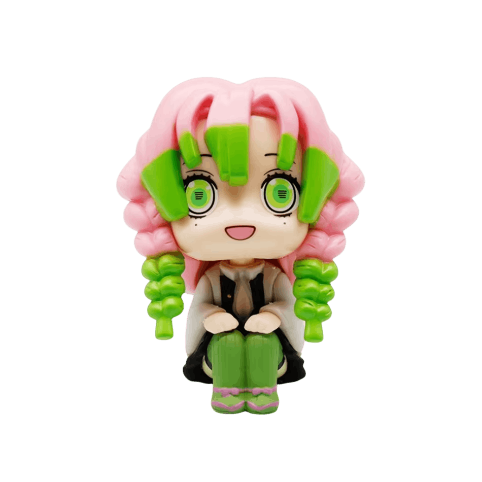 Figurine chibi Demon Slayer Mitsuri Kanroji assise - face