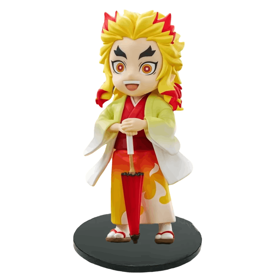 Figurine Demon Slayer Rengoku Kyojuro en yukata et hakama rouge - face