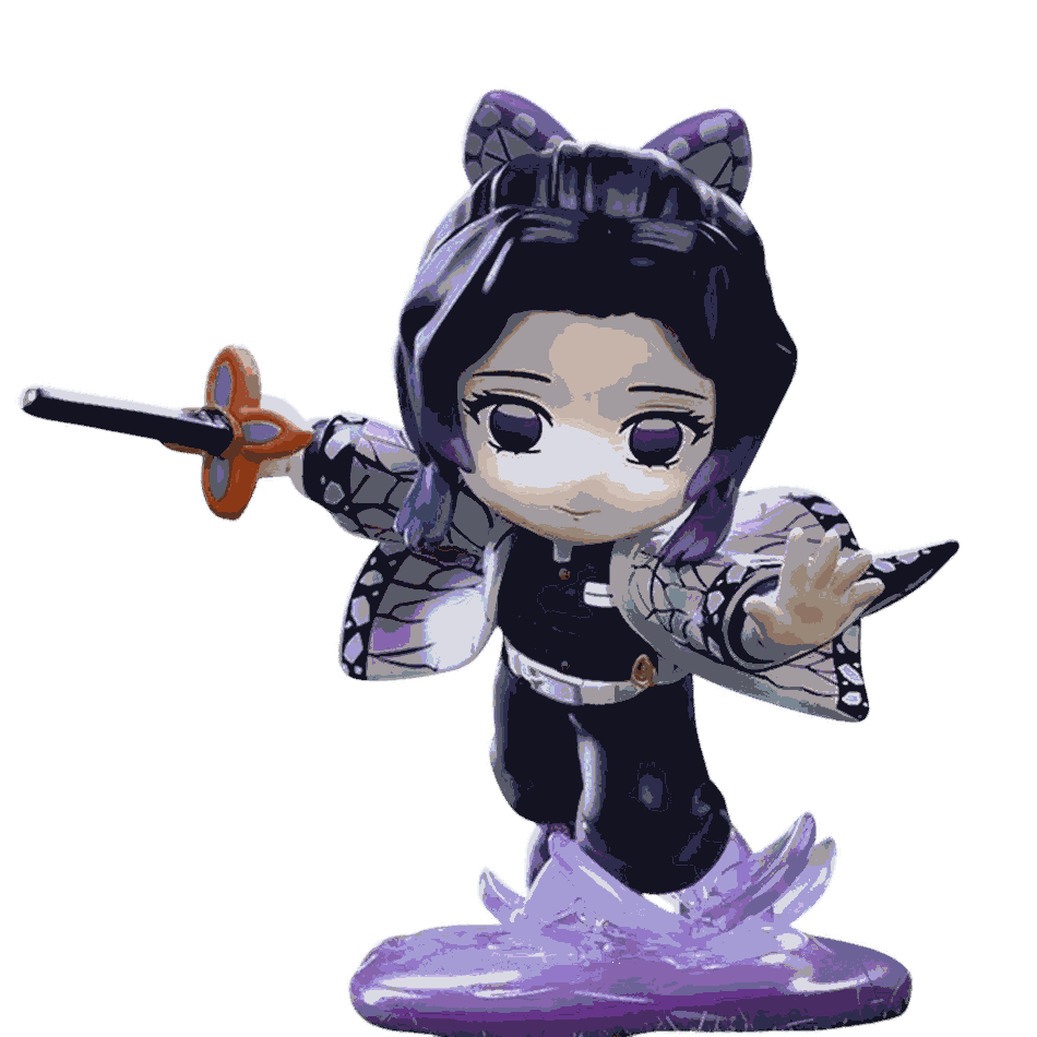 Figurine chibi Shinobu Kocho vue de face — lame effilée sans tranchant — Demon Slayer, PVC peint