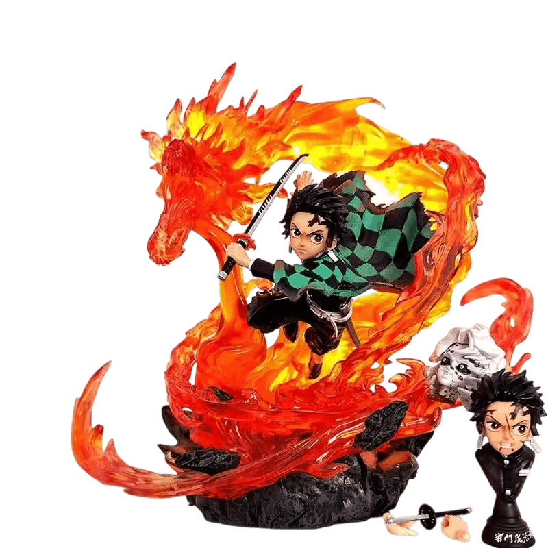 Figurine Tanjiro Danse du Dieu du Feu dragon de flammes tête et mains de rechange - Demon Slayer