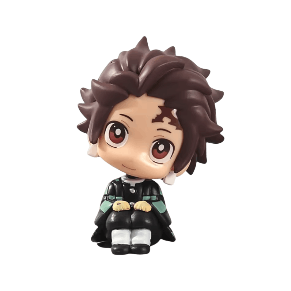 Figurine chibi Demon Slayer Tanjiro Kamado assis 9 cm - face