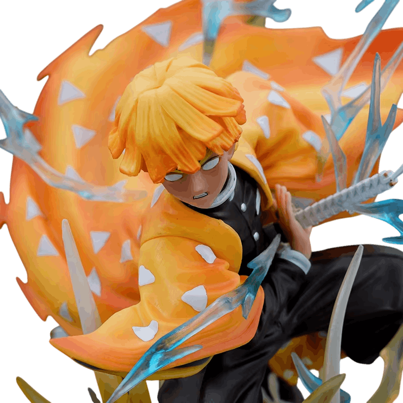 Figurine Zenitsu gros plan haori triangles éclairs bleus - Demon Slayer