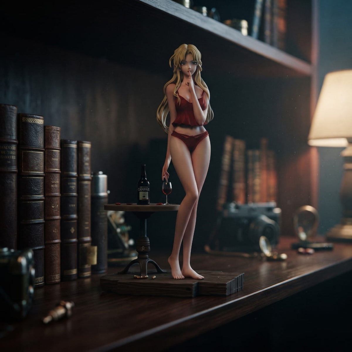 Figurine Détective Conan – Vermouth 25 cm, exposée sur une étagère (décor non inclus)