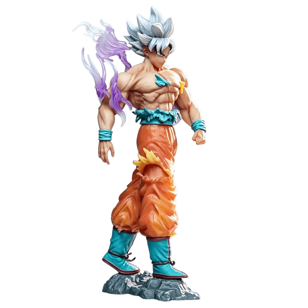 Figurine Son Goku (Dragon Ball), 16,5 cm, chevelure argentée froide et nacrée — détourée, vue sans décor.