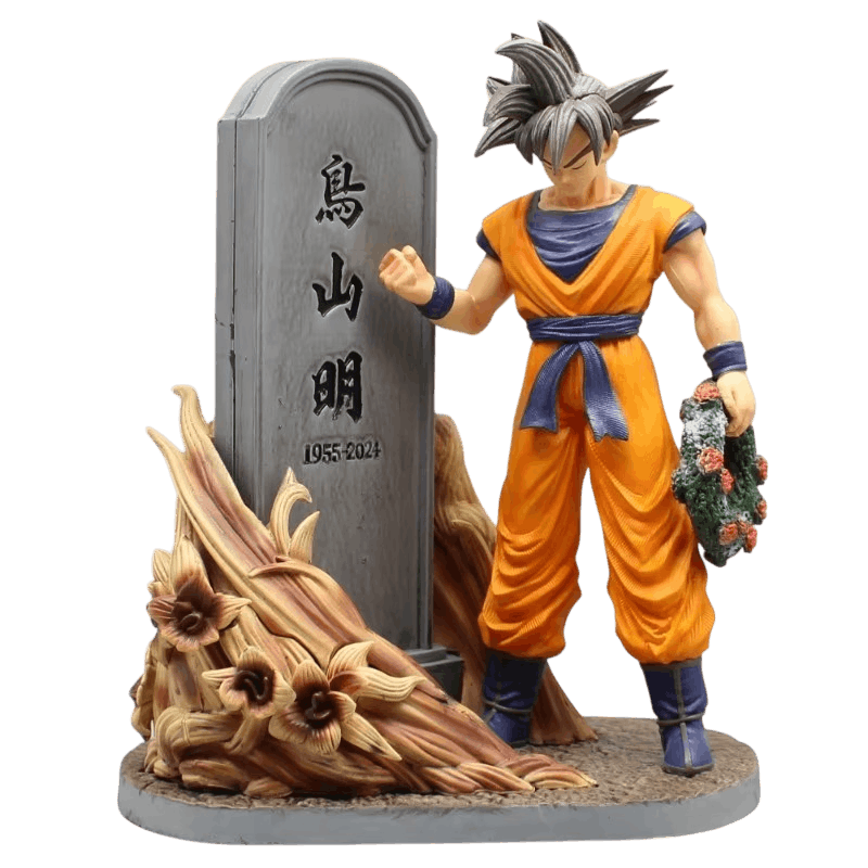 Figurine Son Goku (Dragon Ball), 23 cm, socle en tertre de roche et d'herbe sèche — détourée, vue sans décor.