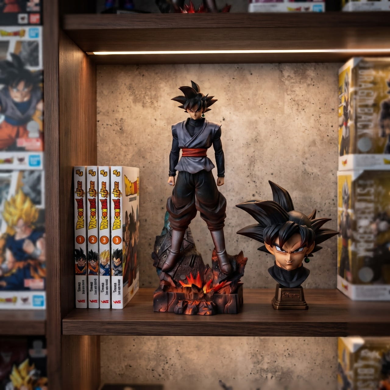 Figurine Goku Black Dragon Ball Super - exposee sur une etagere (decor non inclus)