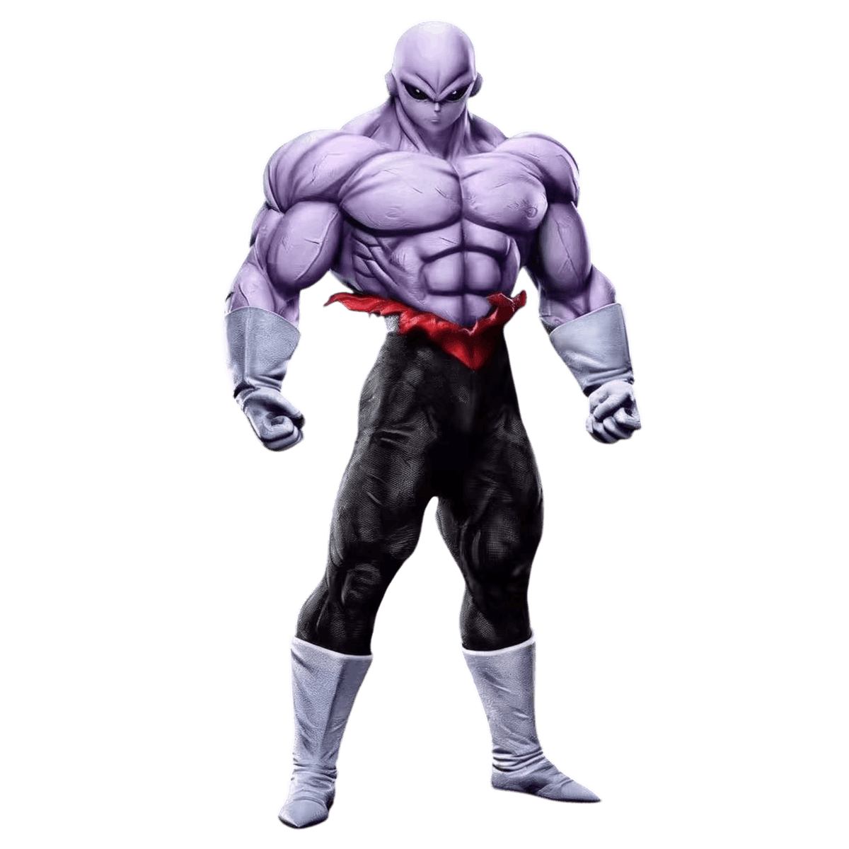 Figurine Jiren détourée sur fond noir, vue de face, manchettes et bottes blanches