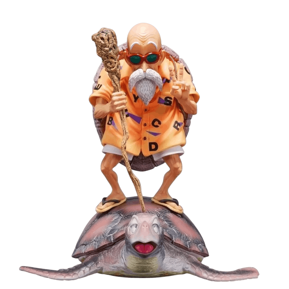 Figurine Dragon Ball Tortue Géniale debout sur sa tortue de mer 26 cm