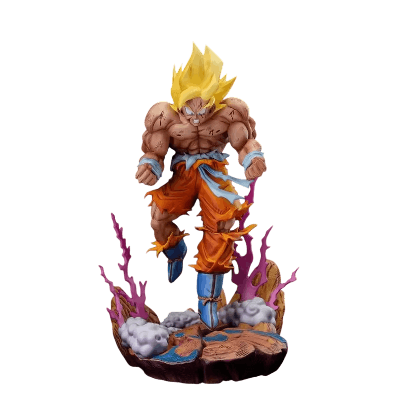Figurine Goku Super Saiyan aura explosive Dragon Ball Z - face
