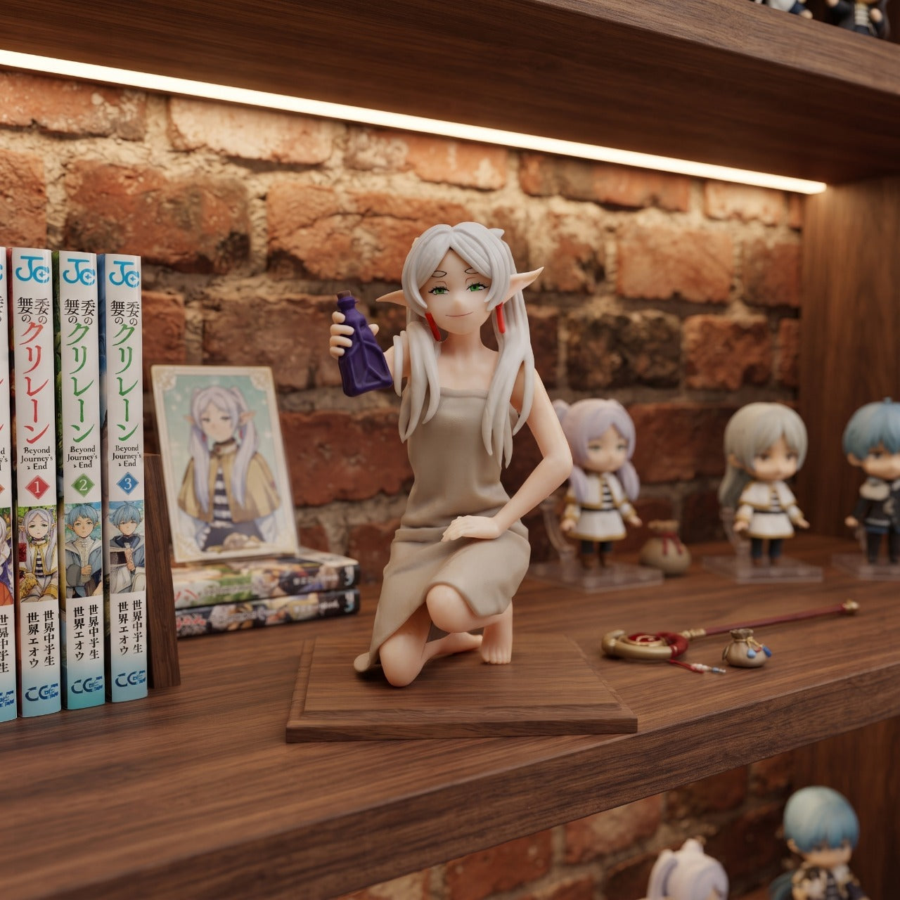Figurine Frieren assise potion Sousou no Frieren - exposee sur une etagere (decor non inclus)