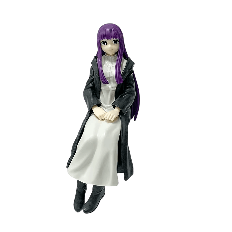 Figurine Fern assise robe blanche et manteau noir - Frieren