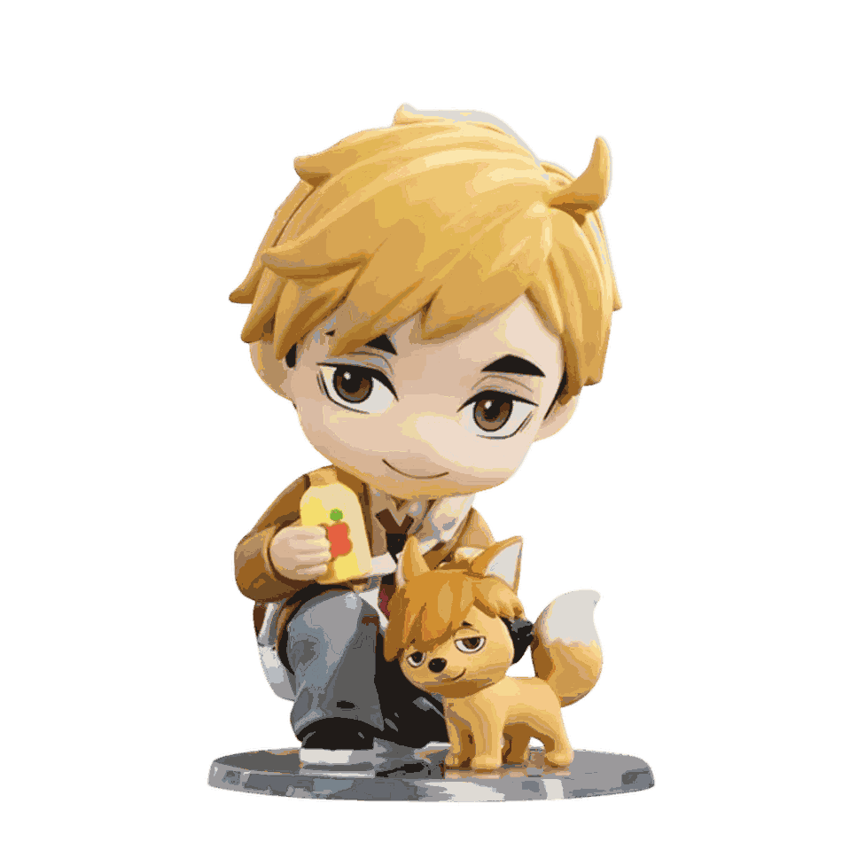 Figurine chibi Atsumu Miya vue de face — sandwich à la main — Haikyu, PVC peint