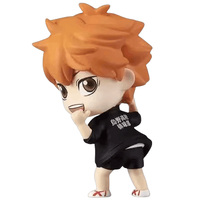 Figurine Haikyū chibi Hinata Shōyō assis en maillot de Karasuno - face