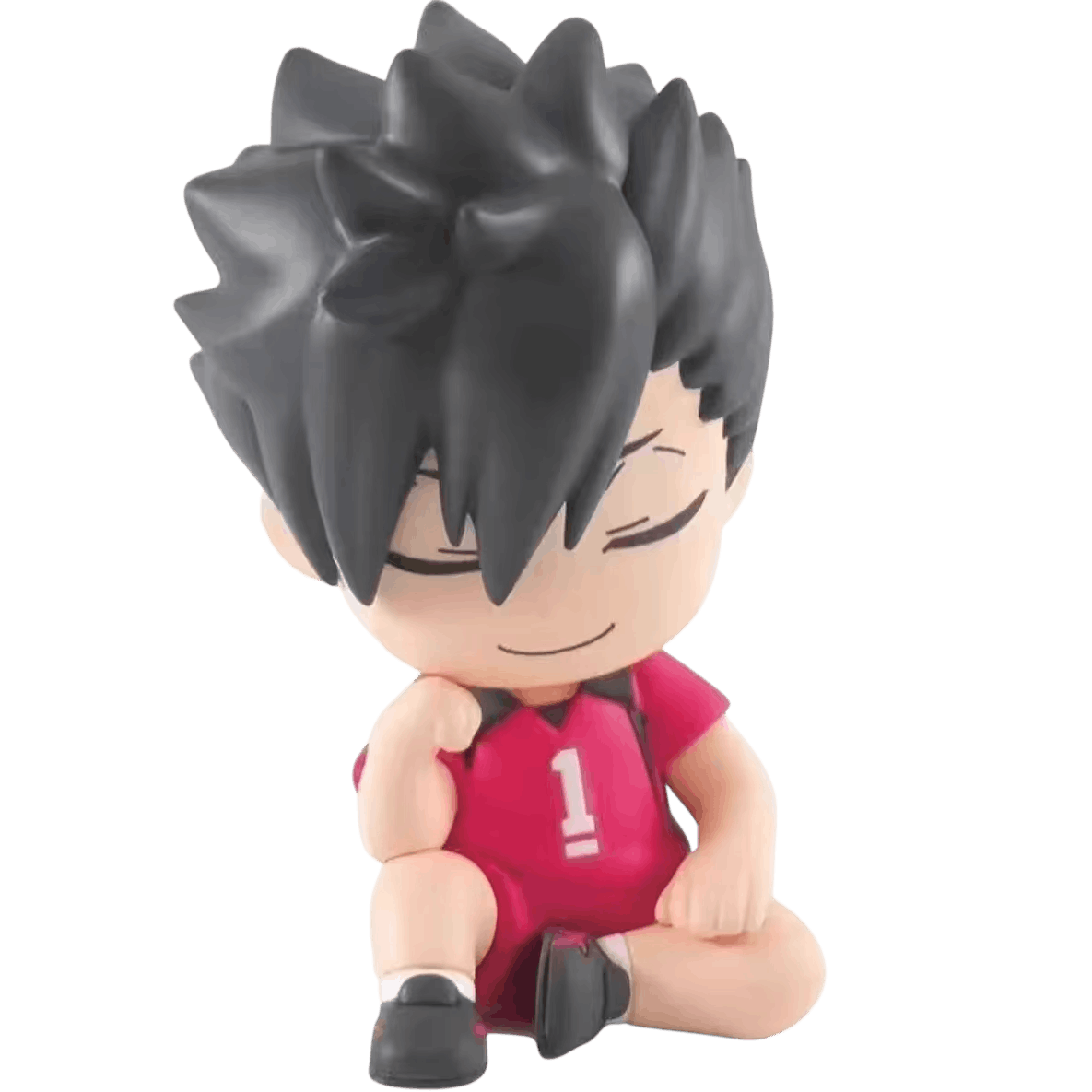 Figurine Haikyū chibi Tetsurō Kuroo assis en maillot rouge de Nekoma - face