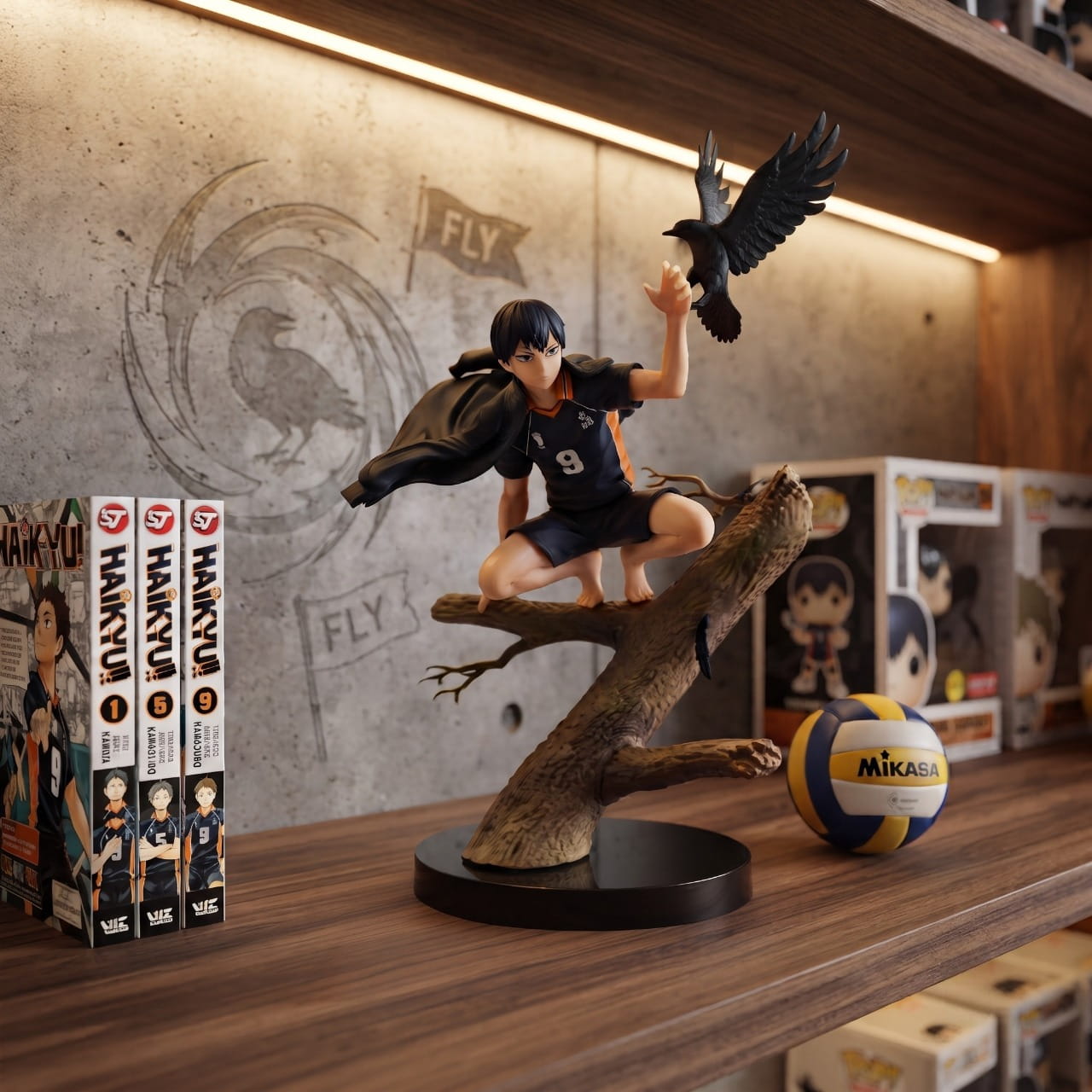 Figurine Tobio Kageyama Karasuno corbeau Haikyu - exposee sur une etagere (decor non inclus)