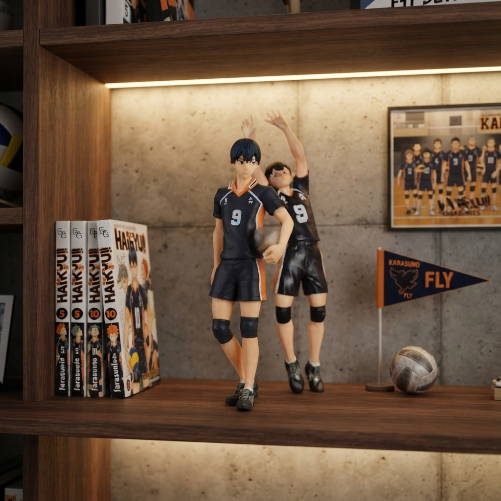 Figurine Tobio Kageyama Haikyû!! exposée sur une étagère (décor non inclus)