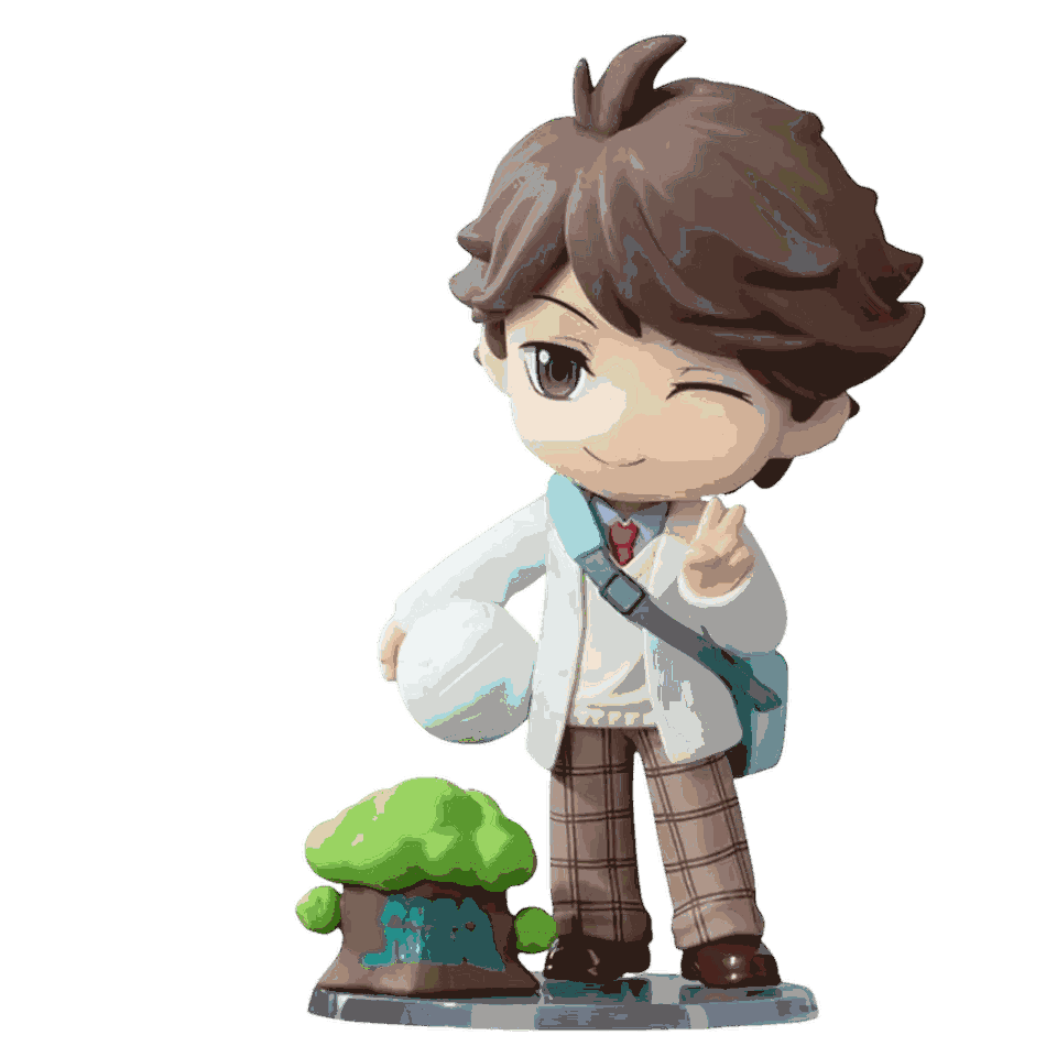 Figurine chibi Toru Oikawa vue de face — clin d'œil, veste claire — Haikyu, PVC peint