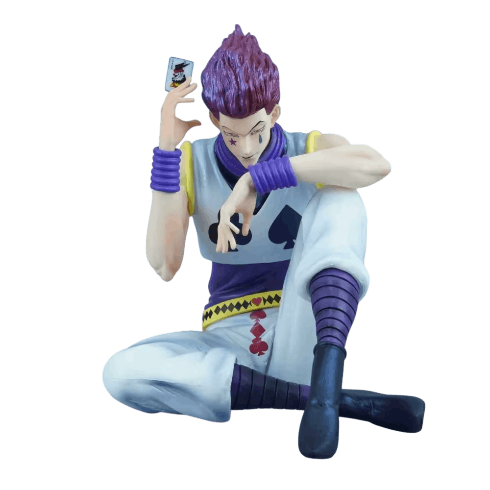 Figurine Hunter x Hunter Hisoka assis carte en main 13,5 cm