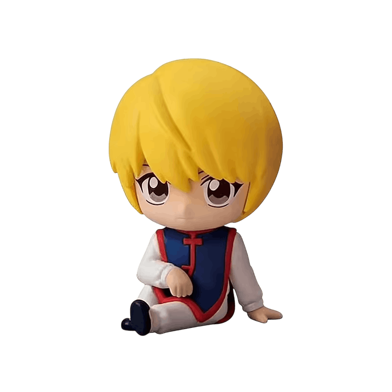 Figurine chibi Hunter x Hunter Kurapika assis en tunique bleue - face