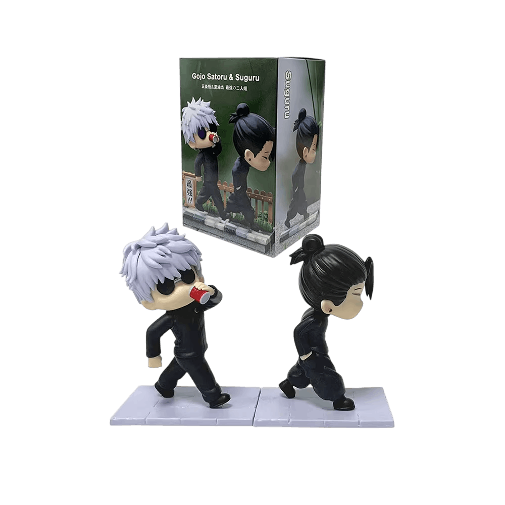 Figurines chibi Jujutsu Kaisen Gojo et Geto, les deux versions - vue d'ensemble