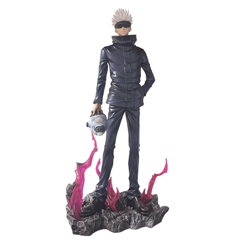 Figurine Gojo Satoru bandeau noir tenant une tête de fléau - Jujutsu Kaisen
