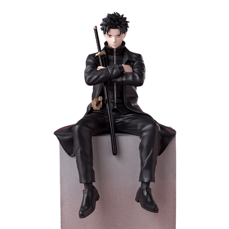 Kagurabachi Chihiro figure 16 cm from the front: long black double-breasted coat, trousers and polished shoes, spiky black hair