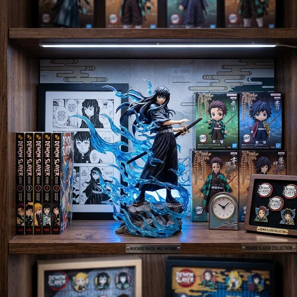 Figurine Muichiro Tokito exposée sur une étagère de collection Demon Slayer