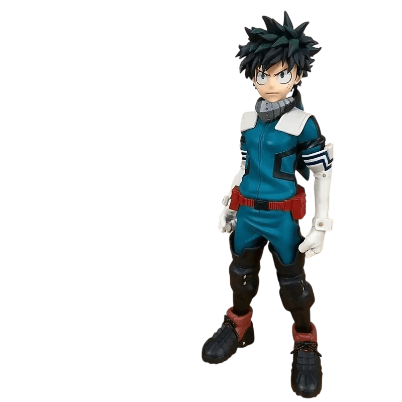 Figurine Deku en costume de héros détourée, vue de face en pied, gantelets blancs et baskets rouges