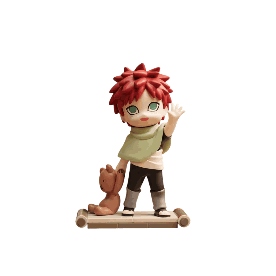 Figurine chibi Gaara vue de face — cernes sombres — Naruto, PVC peint
