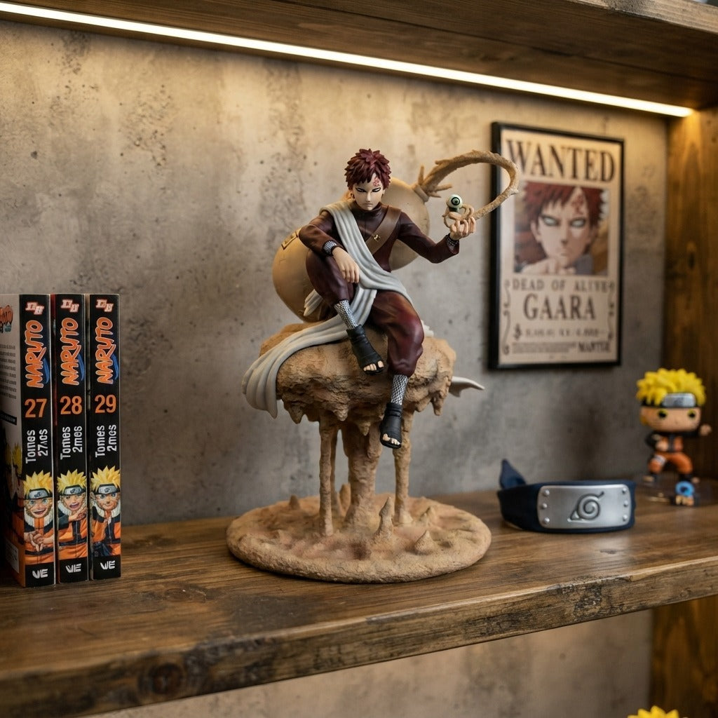 Figurine Gaara nuage de sable Naruto - exposee sur une etagere (decor non inclus)