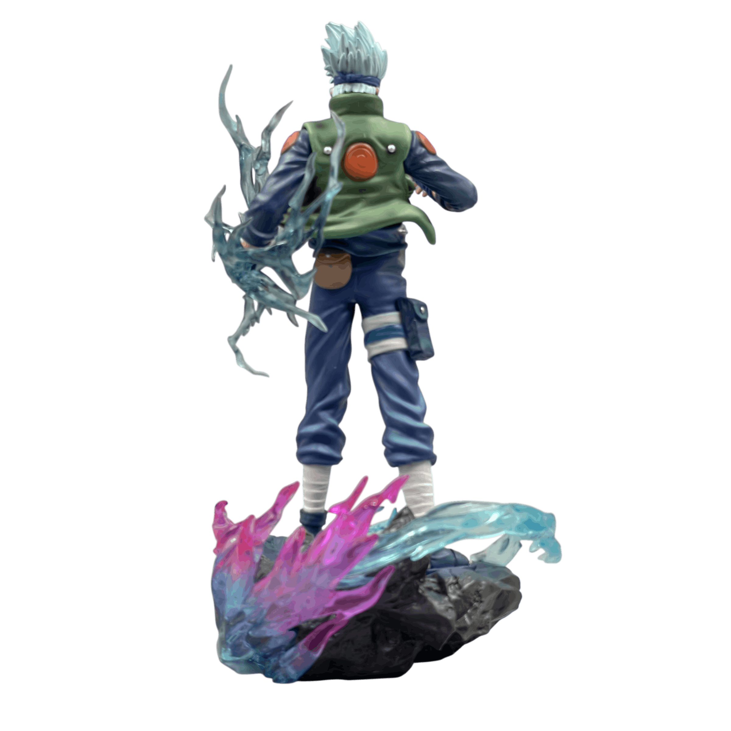 Figurine Kakashi Hatake vue arrière socle rocheux - Naruto