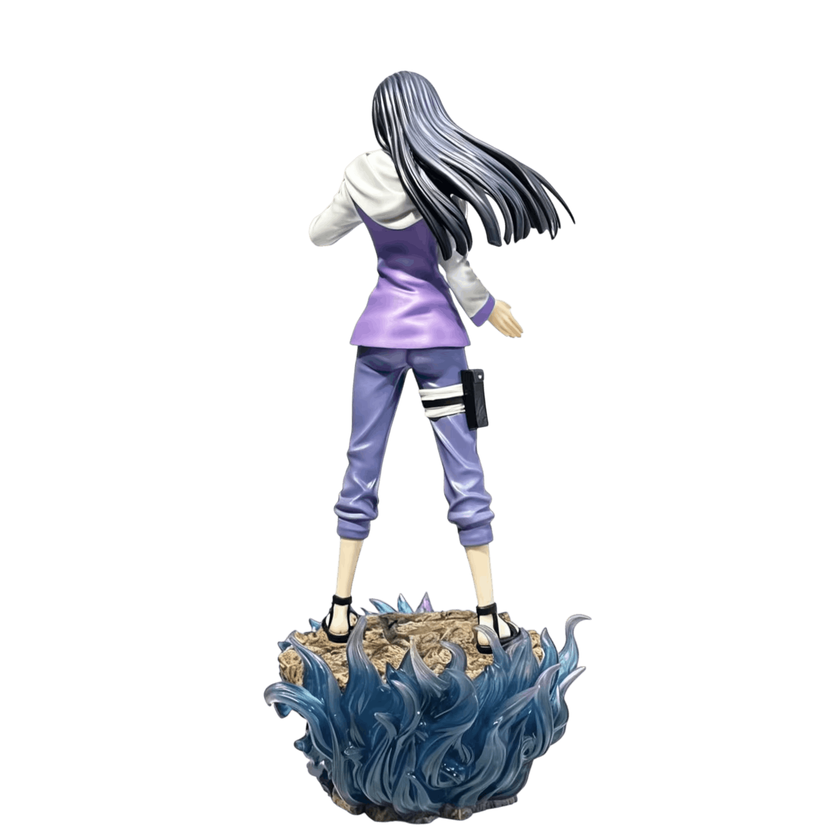 Figurine Hinata Hyûga vue de profil socle flammes bleues - Naruto