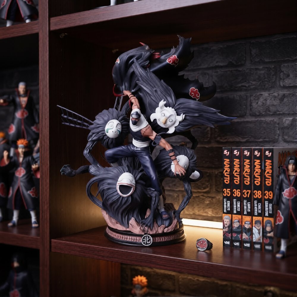 Figurine Kakuzu et Hidan Akatsuki - exposee sur une etagere (decor non inclus)