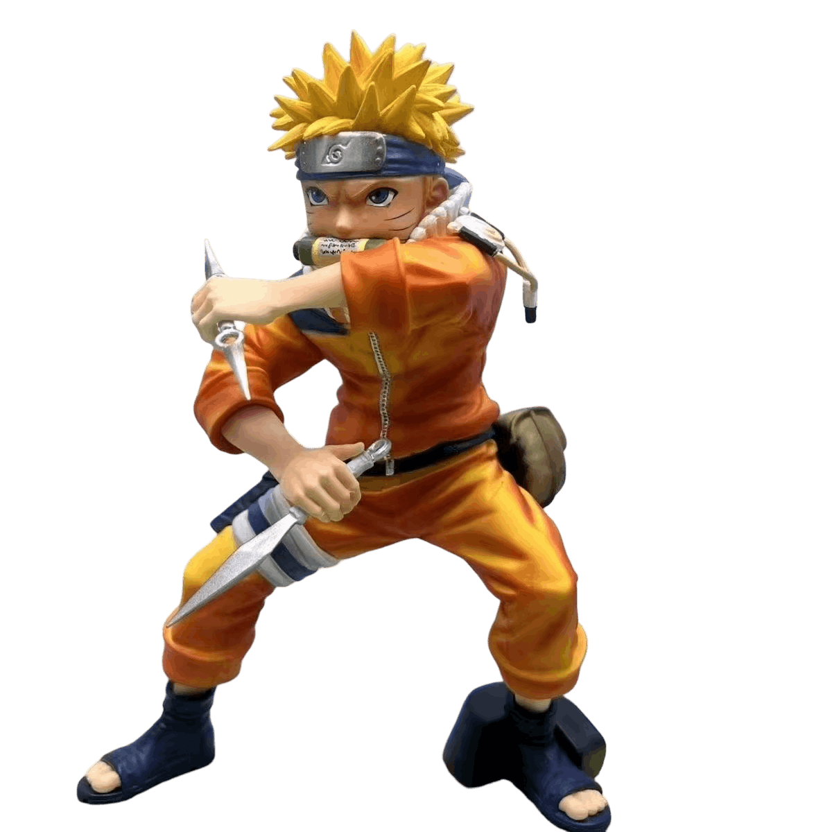 Figurine Naruto Uzumaki (Naruto), 18 cm, postures en miroir : les deux se font face si vous prenez les deux — détourée, vue sans décor.