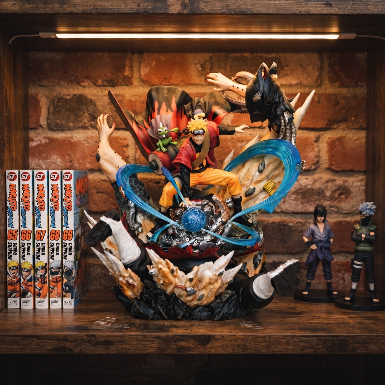 Figurine diorama Naruto contre Pain - exposee sur une etagere (decor non inclus)
