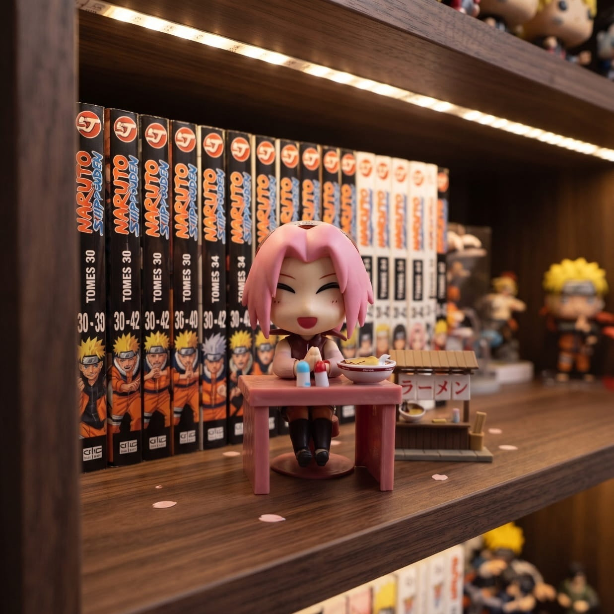 Figurine chibi Sakura Haruno exposée sur une étagère (décor non inclus)