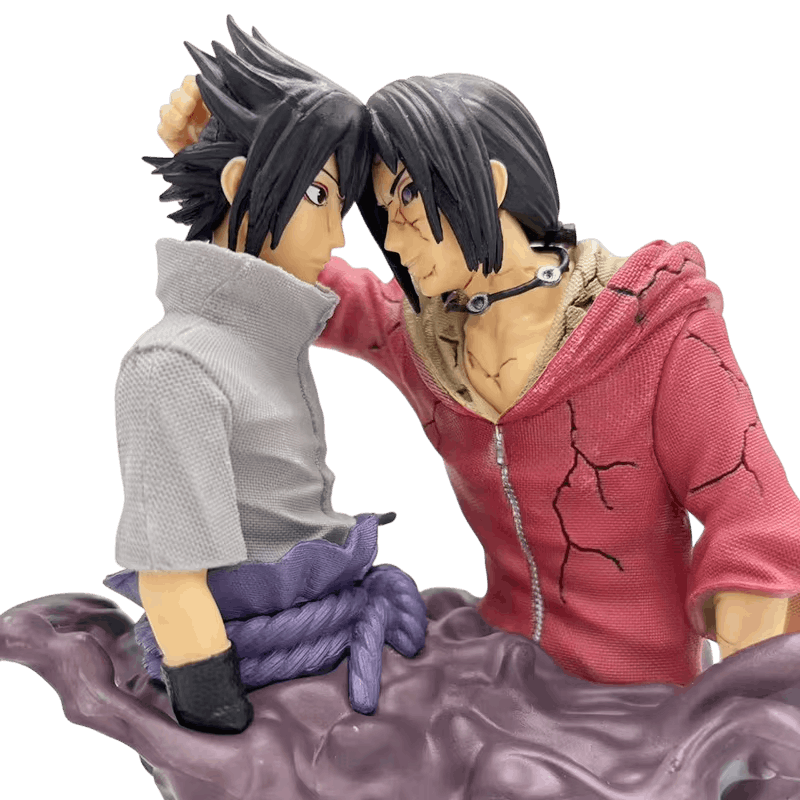 Buste Sasuke et Itachi vue arrière socle blason Uchiha - Naruto