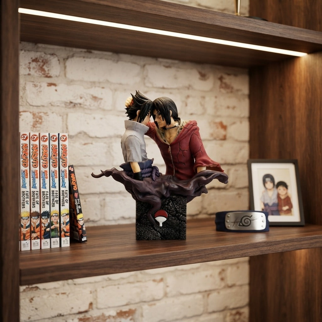 Buste Sasuke et Itachi Naruto exposé sur une étagère (décor non inclus)