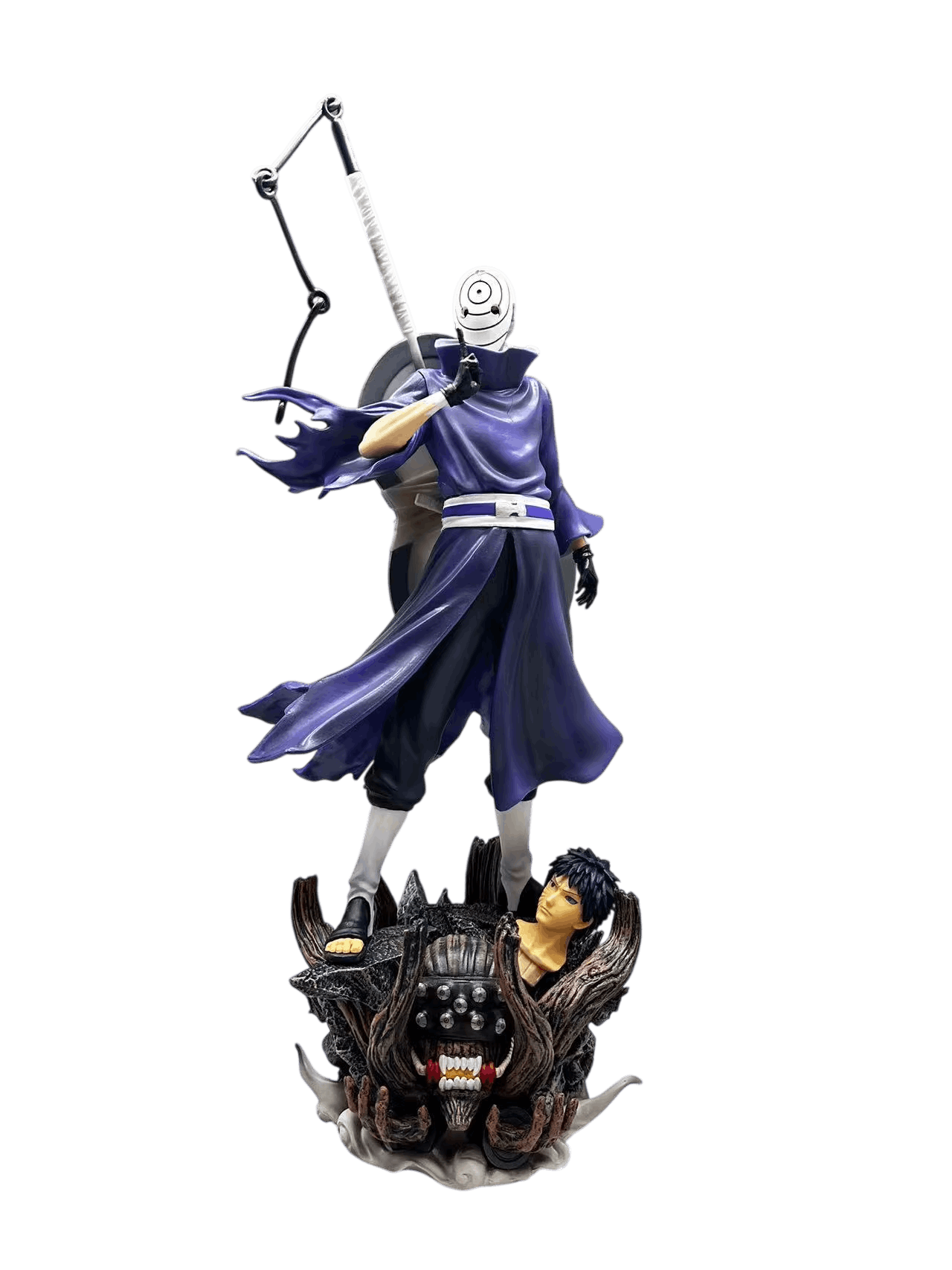 Figurine Tobi Obito Uchiha masque blanc gunbai socle Statue Démoniaque - Naruto